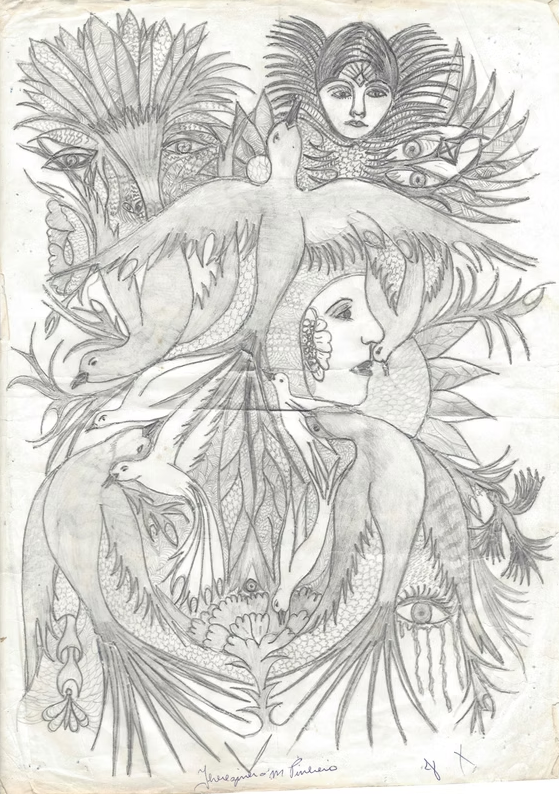 Desenho de mulher e flores 2